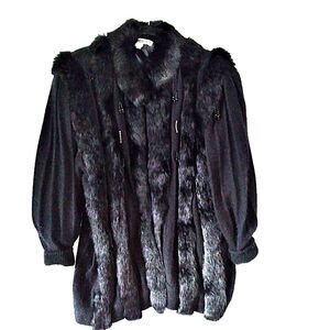 Vtg Kamiran Womens Mob Wife Lux Angora Blend Beaded Cardigan Sweater Black M
